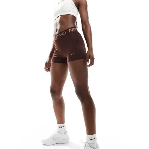 Nike Pro Women's Chocolate Brown High-Rise Bike Shorts XS - Picture 4 of 10